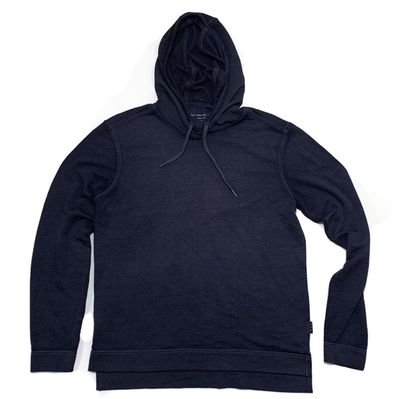 John Varvatos Linen Pullover Hoodie Navy Mens M
